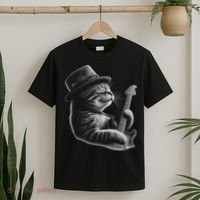 Cat Playing Guitar Funny Rock Music Guitar Cat T-Shirt thumb 2