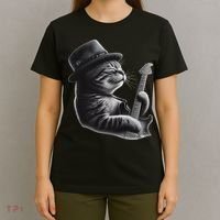 Cat Playing Guitar Funny Rock Music Guitar Cat T-Shirt thumb 4