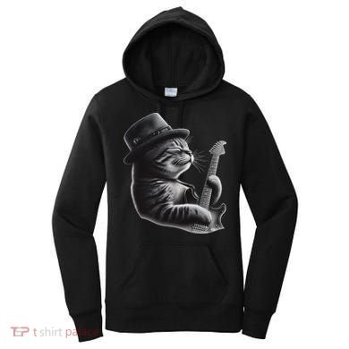 Cat Playing Guitar Funny Rock Music Guitar Cat Women's Hoodie