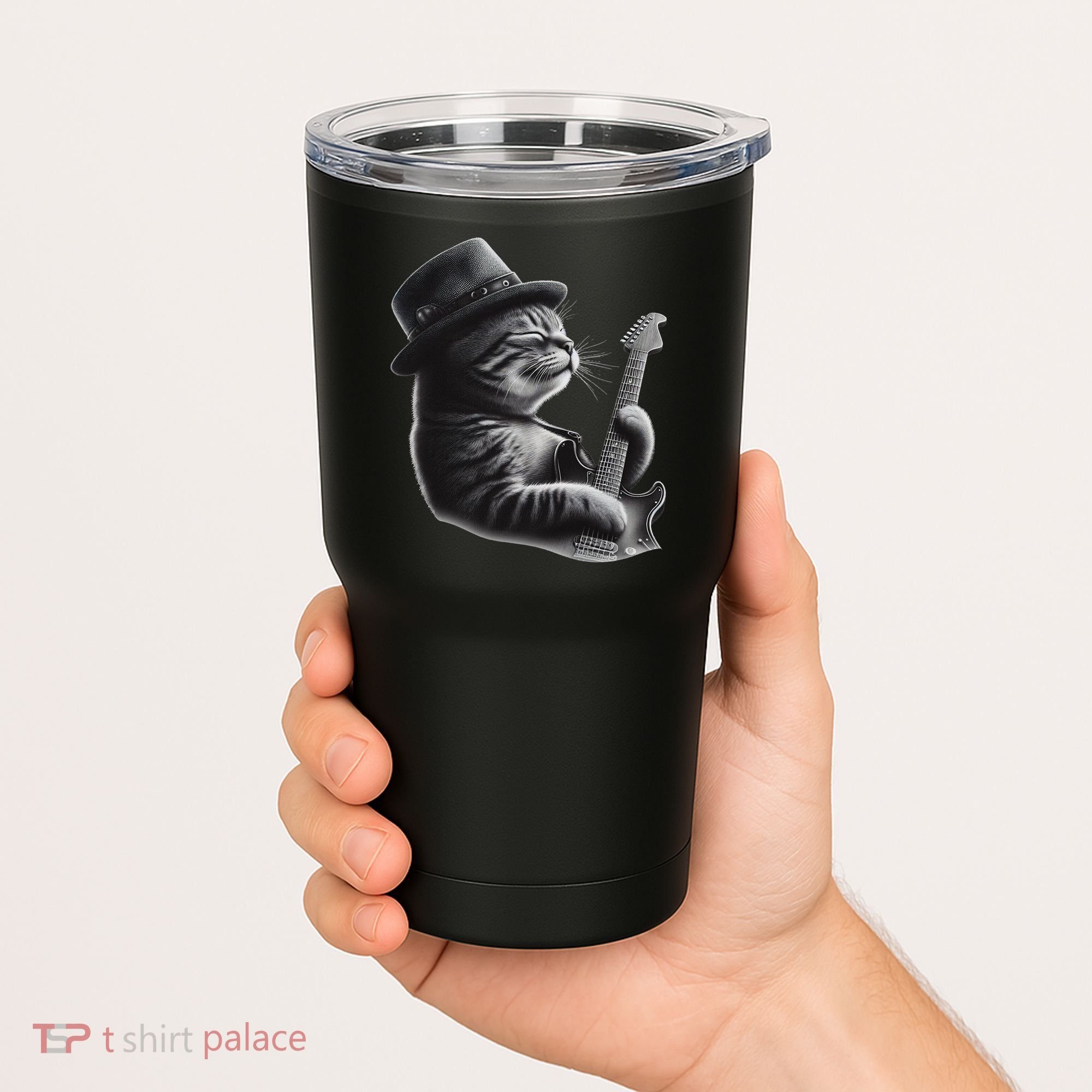 Cat Playing Guitar Funny Rock Music Guitar Cat Tumbler