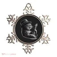 Cat Playing Guitar Funny Rock Music Guitar Cat Ornament thumb 0