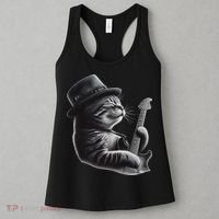 Cat Playing Guitar Funny Rock Music Guitar Cat Women's Tank Top thumb 3