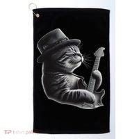 Cat Playing Guitar Funny Rock Music Guitar Cat Golf Towel thumb 0