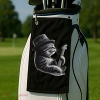 Cat Playing Guitar Funny Rock Music Guitar Cat Golf Towel thumb 2