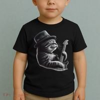 Cat Playing Guitar Funny Rock Music Guitar Cat Toddler T-Shirt thumb 2