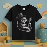 Cat Playing Guitar Funny Rock Music Guitar Cat Toddler T-Shirt thumb 3