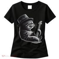 Cat Playing Guitar Funny Rock Music Guitar Cat Women's T-Shirt thumb 0