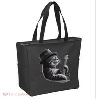 Cat Playing Guitar Funny Rock Music Guitar Cat Tote Bag thumb 2