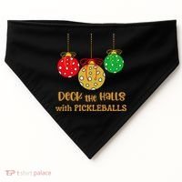 Christmas Pickleball Gift Deck The Halls With Pickleballs Gift USA-Made Doggie Bandana thumb 0