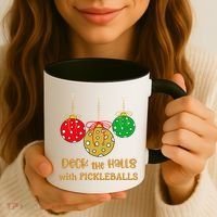 Christmas Pickleball Gift Deck The Halls With Pickleballs Gift Coffee Mug thumb 3