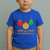 Christmas Pickleball Gift Deck The Halls With Pickleballs Gift Toddler T-Shirt thumb 2