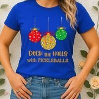 Christmas Pickleball Gift Deck The Halls With Pickleballs Gift Women's T-Shirt thumb 2