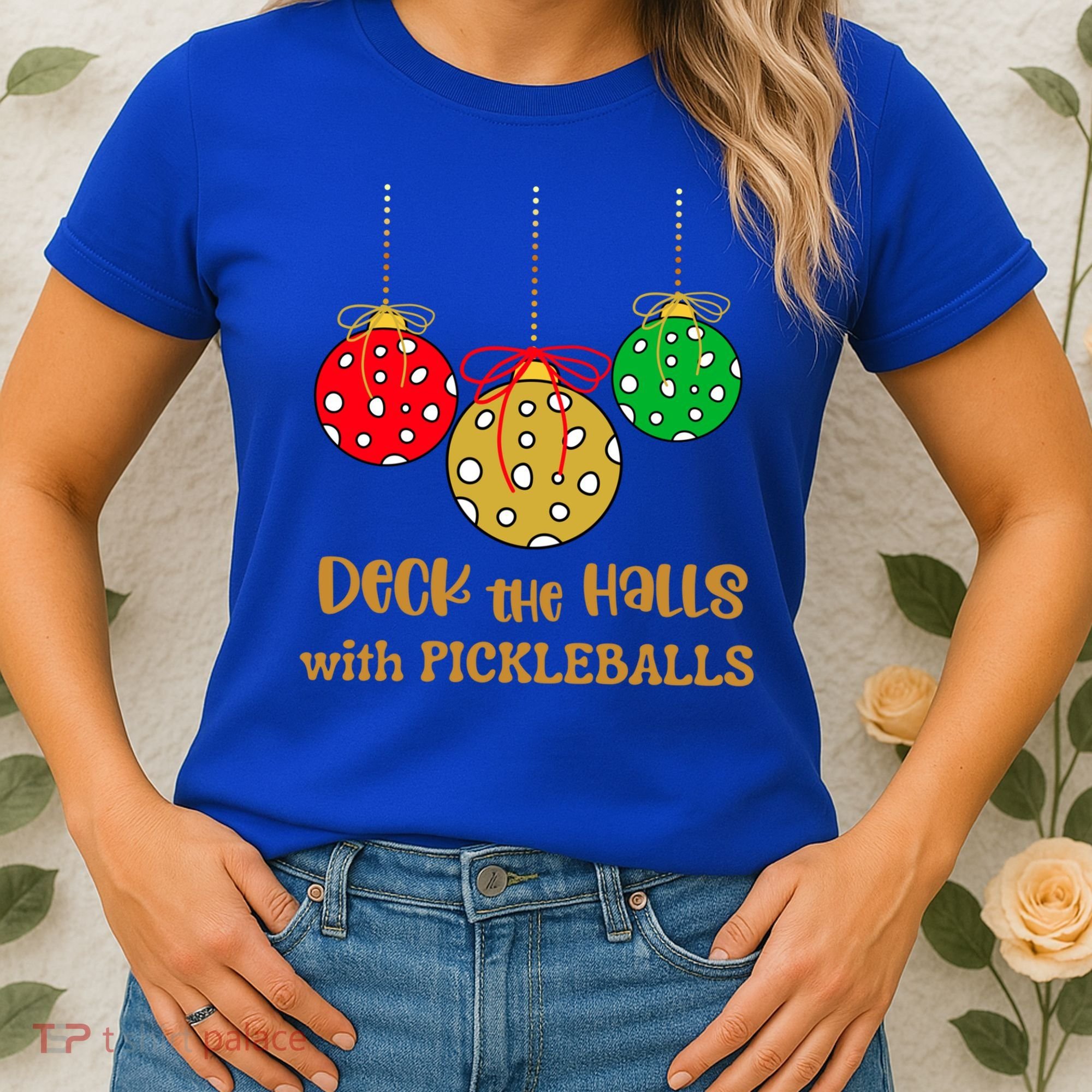 Christmas Pickleball Gift Deck The Halls With Pickleballs Gift Women's T-Shirt