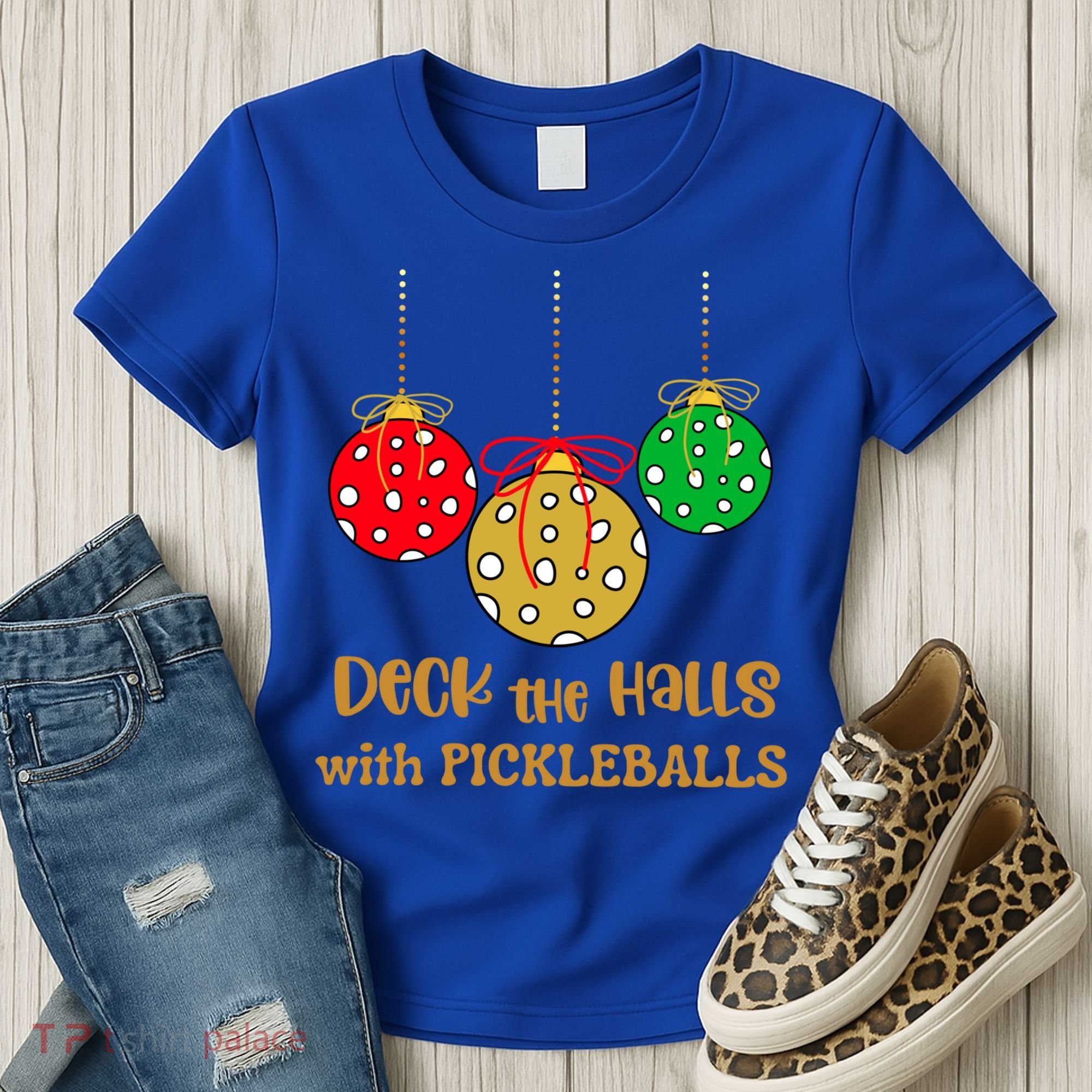 Christmas Pickleball Gift Deck The Halls With Pickleballs Gift Women's T-Shirt