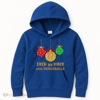 Christmas Pickleball Gift Deck The Halls With Pickleballs Gift Kids Hoodie thumb 0