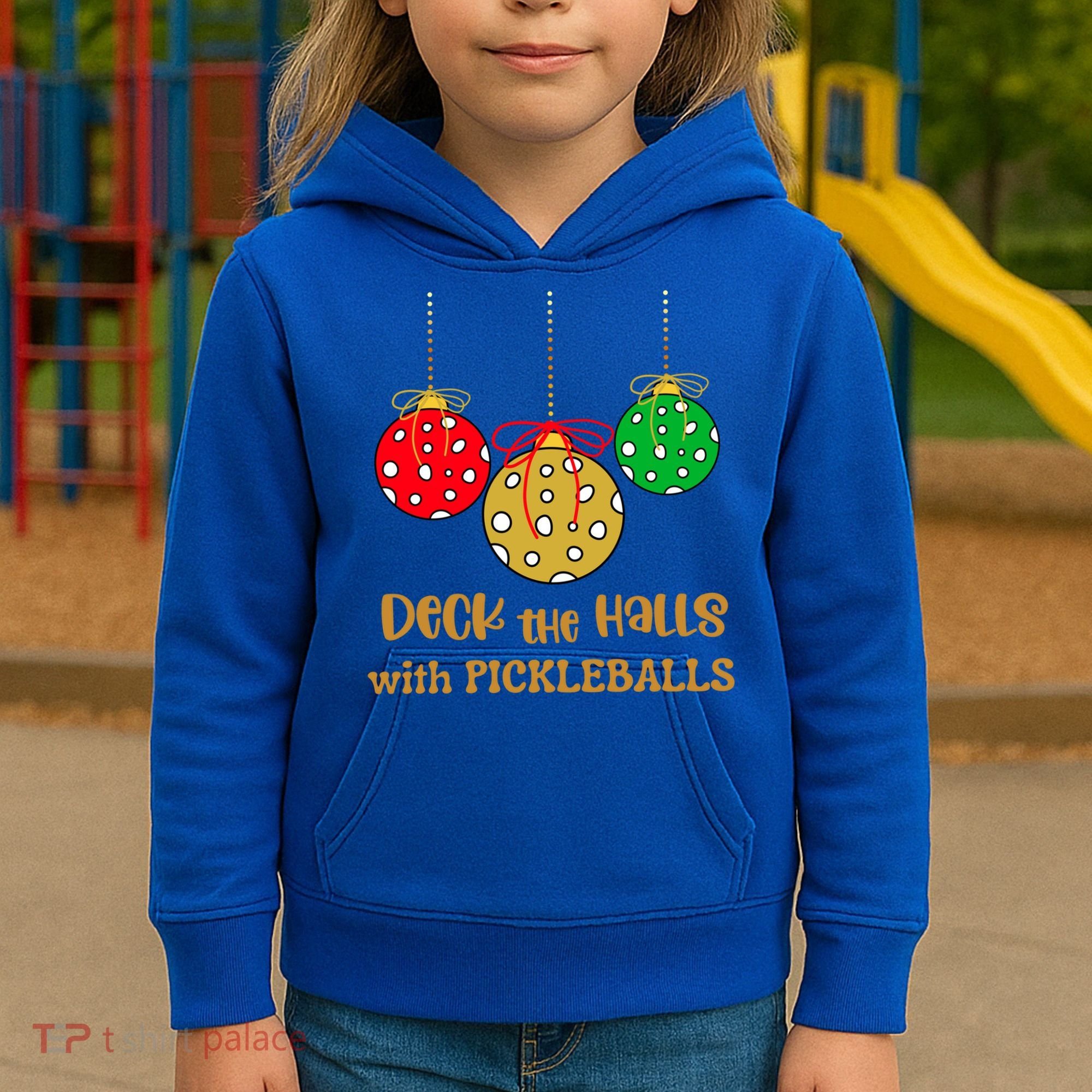 Christmas Pickleball Gift Deck The Halls With Pickleballs Gift Kids Hoodie