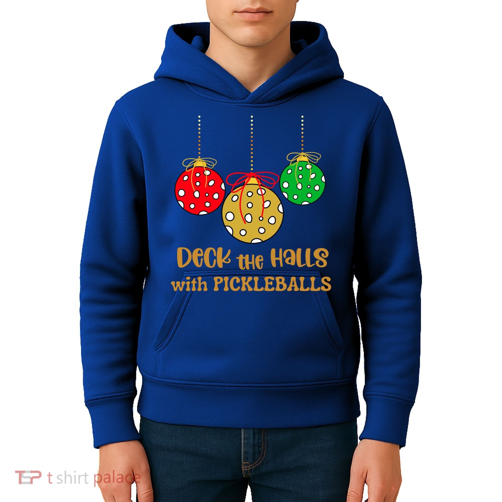 Christmas Pickleball Gift Deck The Halls With Pickleballs Gift Kids Hoodie