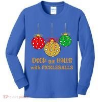 Christmas Pickleball Gift Deck The Halls With Pickleballs Gift Kids Long Sleeve Shirt thumb 0