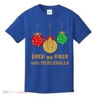 Christmas Pickleball Gift Deck The Halls With Pickleballs Gift Kids T-Shirt thumb 0