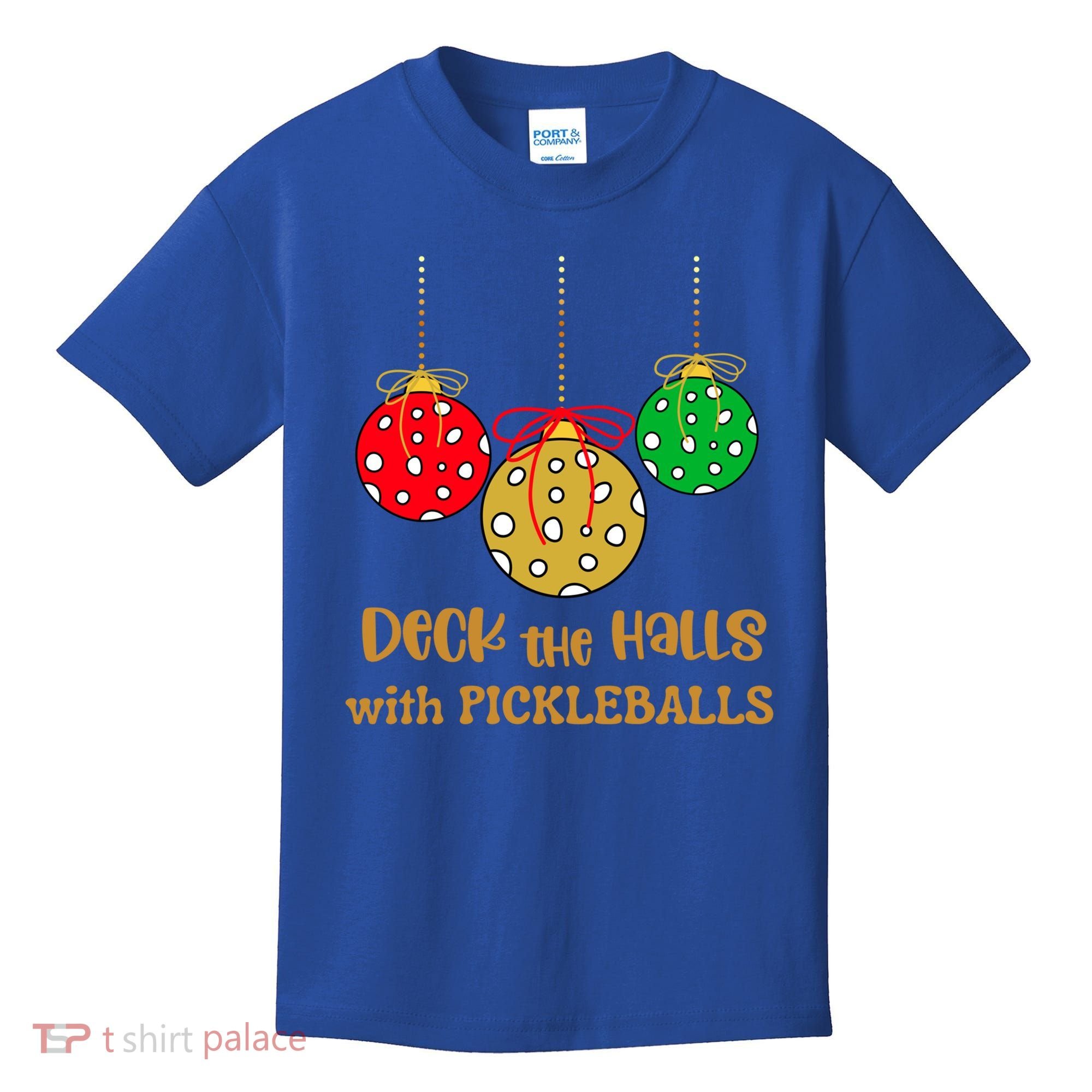Christmas Pickleball Gift Deck The Halls With Pickleballs Gift Kids T-Shirt