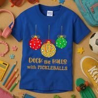 Christmas Pickleball Gift Deck The Halls With Pickleballs Gift Kids T-Shirt thumb 3