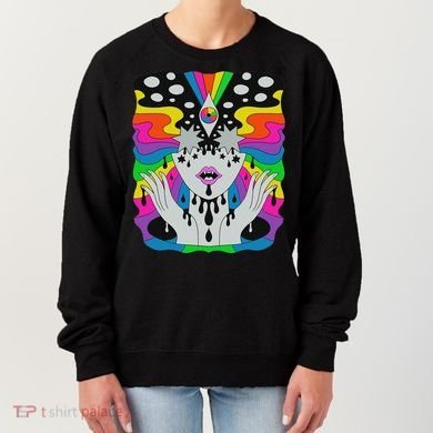 Colorful Psychedelic Girl Trippy Abstract Third Eye Vision Women's Sweatshirt