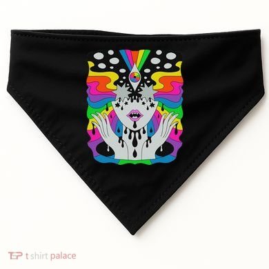 Colorful Psychedelic Girl Trippy Abstract Third Eye Vision USA-Made Doggie Bandana