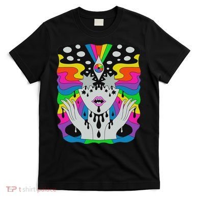 Colorful Psychedelic Girl Trippy Abstract Third Eye Vision T-Shirt