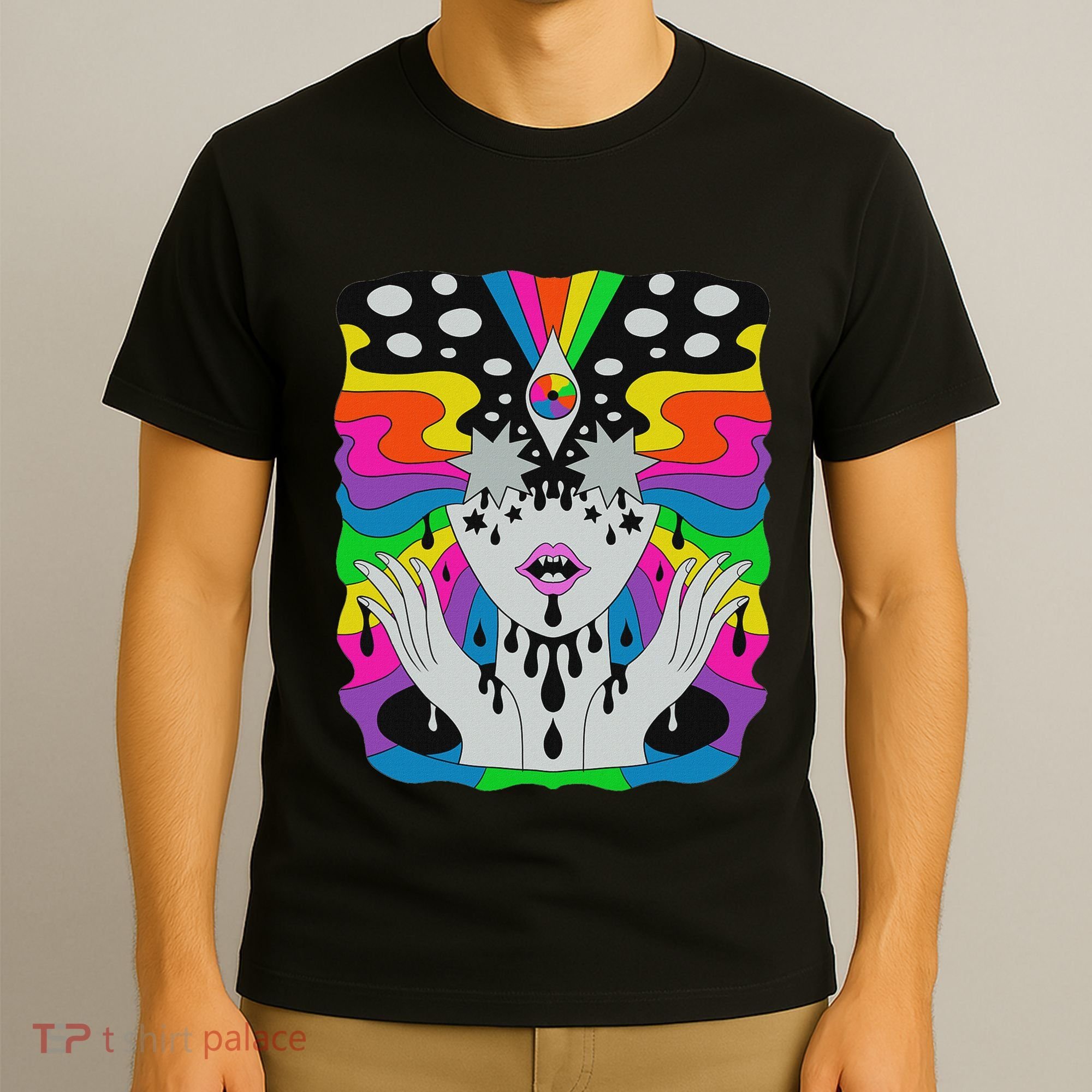 Colorful Psychedelic Girl Trippy Abstract Third Eye Vision T-Shirt