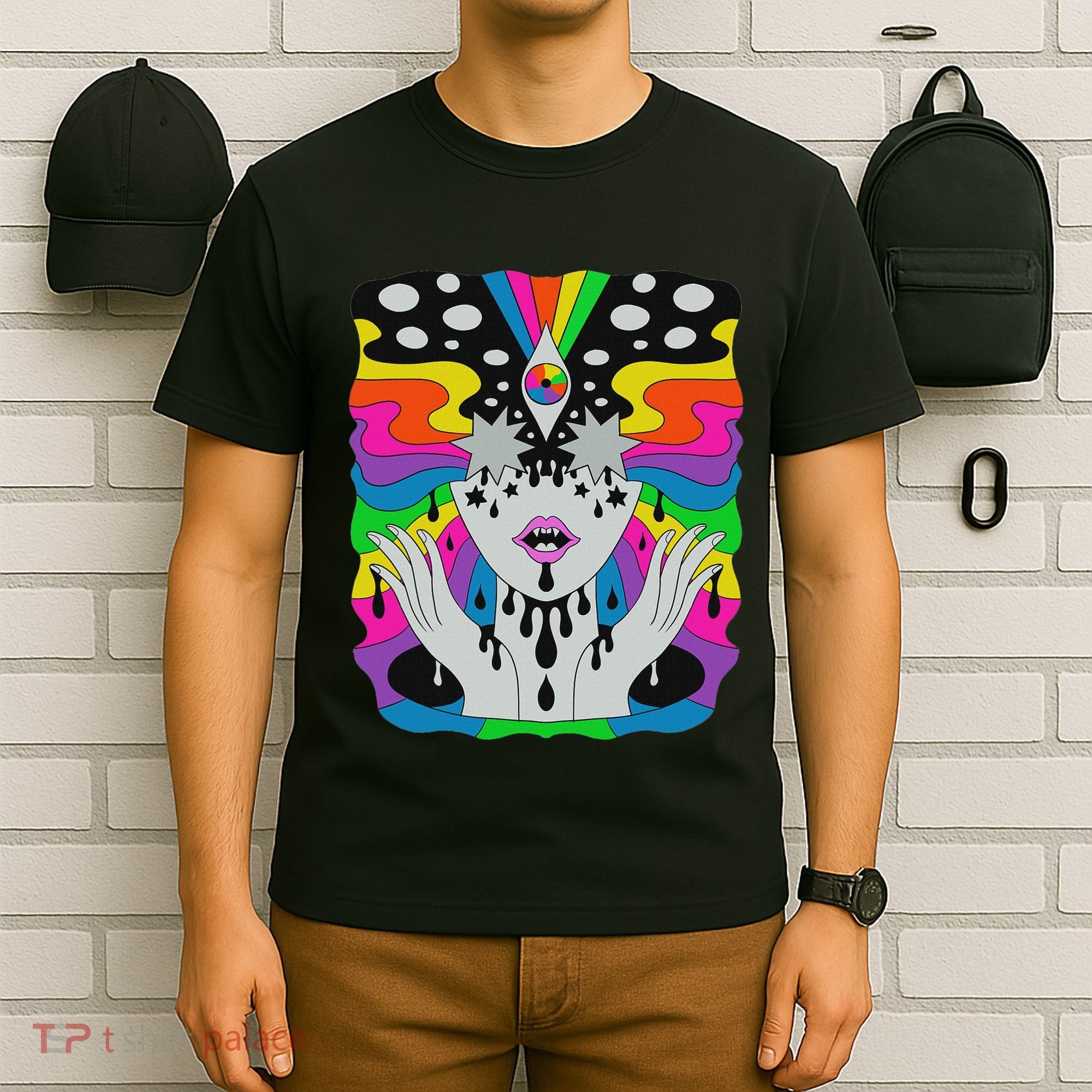 Colorful Psychedelic Girl Trippy Abstract Third Eye Vision T-Shirt