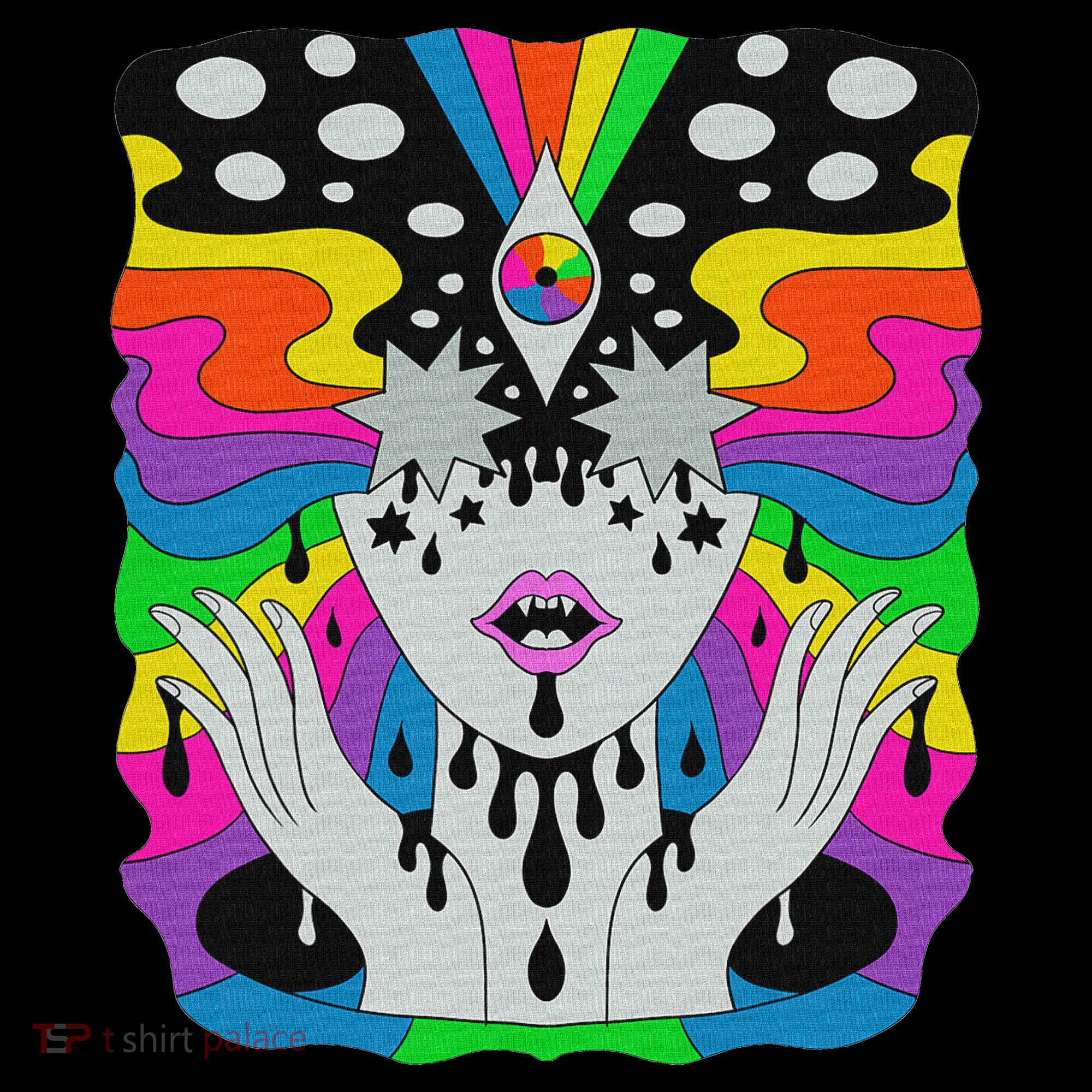 Colorful Psychedelic Girl Trippy Abstract Third Eye Vision T-Shirt