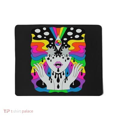 Colorful Psychedelic Girl Trippy Abstract Third Eye Vision Mousepad