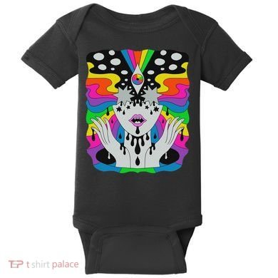Colorful Psychedelic Girl Trippy Abstract Third Eye Vision Baby Bodysuit