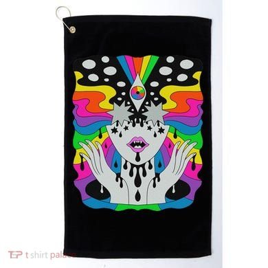 Colorful Psychedelic Girl Trippy Abstract Third Eye Vision Golf Towel