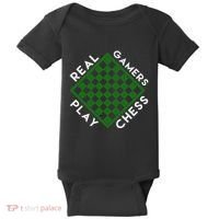 Chess Player Gift Real Gamers Play Chess Baby Bodysuit thumb 0