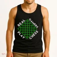 Chess Player Gift Real Gamers Play Chess Tank Top thumb 3