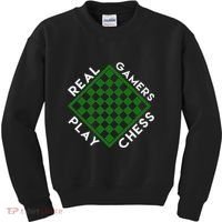 Chess Player Gift Real Gamers Play Chess Kids Sweatshirt thumb 0