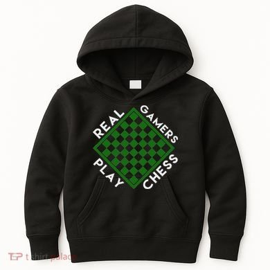 Chess Player Gift Real Gamers Play Chess Kids Hoodie