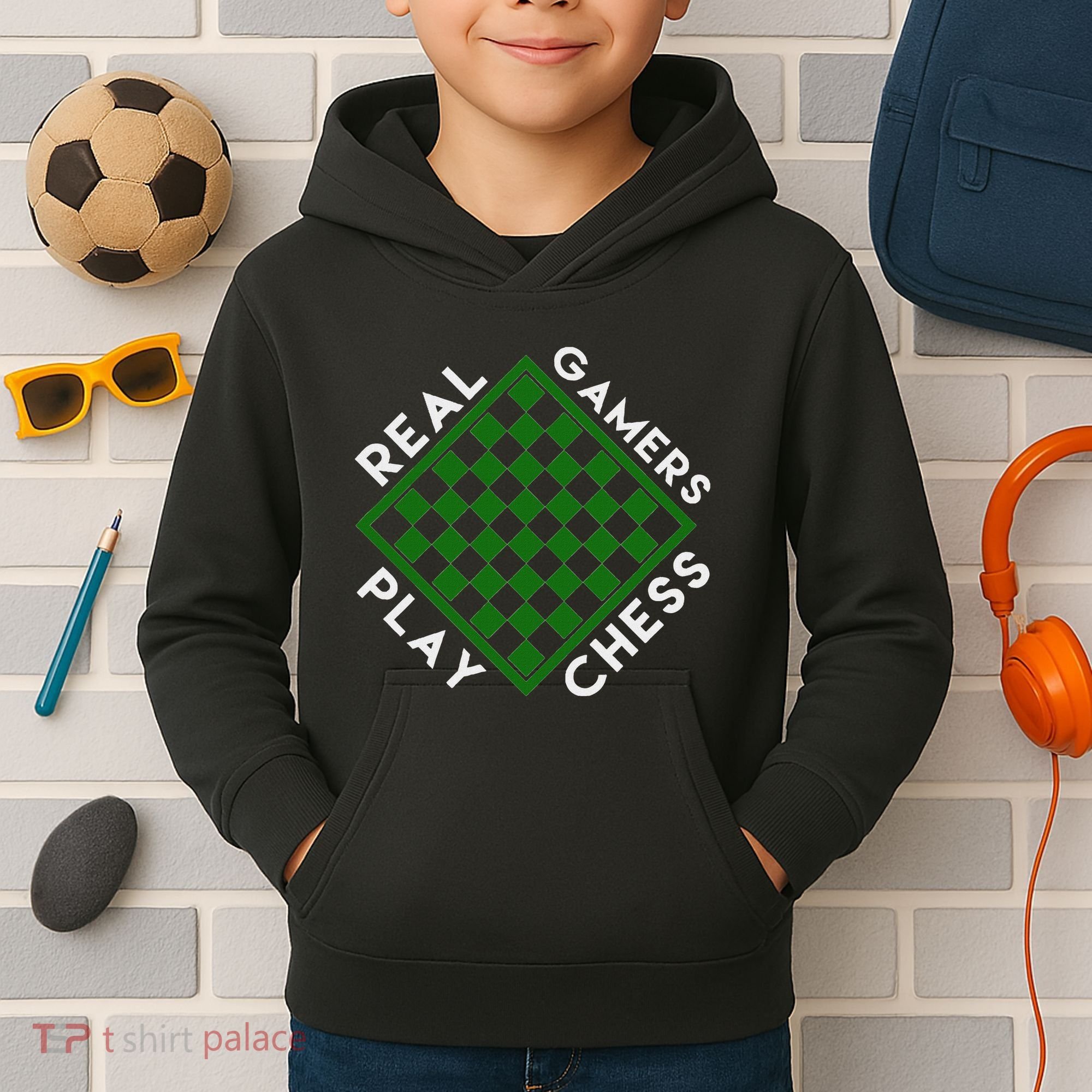 Chess Player Gift Real Gamers Play Chess Kids Hoodie