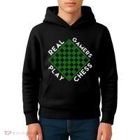 Chess Player Gift Real Gamers Play Chess Kids Hoodie thumb 4
