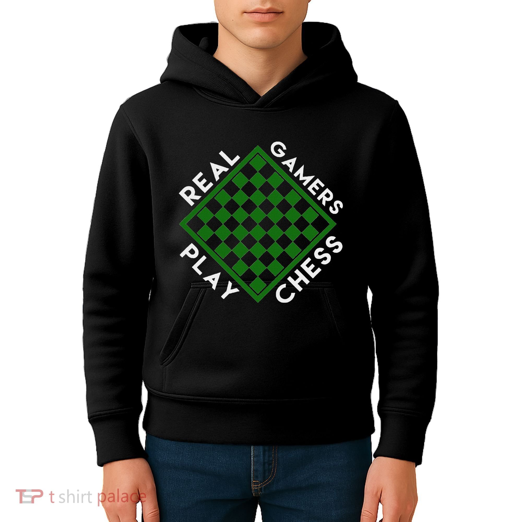 Chess Player Gift Real Gamers Play Chess Kids Hoodie