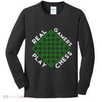 Chess Player Gift Real Gamers Play Chess Kids Long Sleeve Shirt thumb 0
