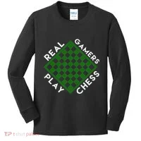 Chess Player Gift Real Gamers Play Chess Kids Long Sleeve Shirt thumb 0