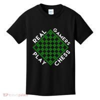 Chess Player Gift Real Gamers Play Chess Kids T-Shirt thumb 0