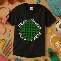 Chess Player Gift Real Gamers Play Chess Kids T-Shirt thumb 3