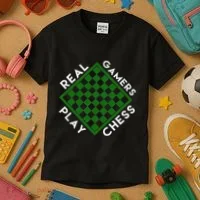 Chess Player Gift Real Gamers Play Chess Kids T-Shirt thumb 3