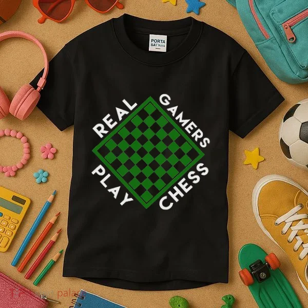 Chess Player Gift Real Gamers Play Chess Kids T-Shirt