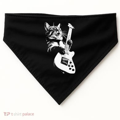Cat Playing Guitar USA-Made Doggie Bandana