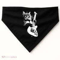 Cat Playing Guitar USA-Made Doggie Bandana thumb 0