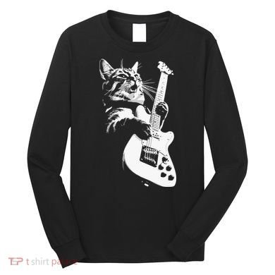 Cat Playing Guitar Long Sleeve Shirt